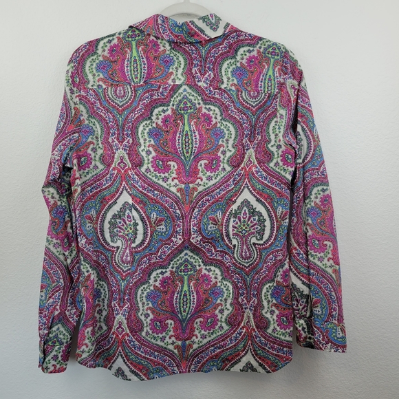Talbots Floral And Paisley Light Weight Button Shirt Size Medium Petite - Picture 10 of 12